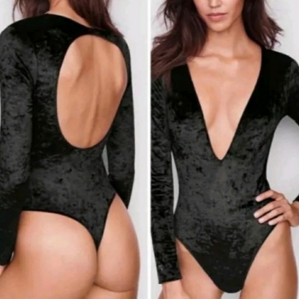 Victoria's Secret Crushed Velvet Thong Bodysuit